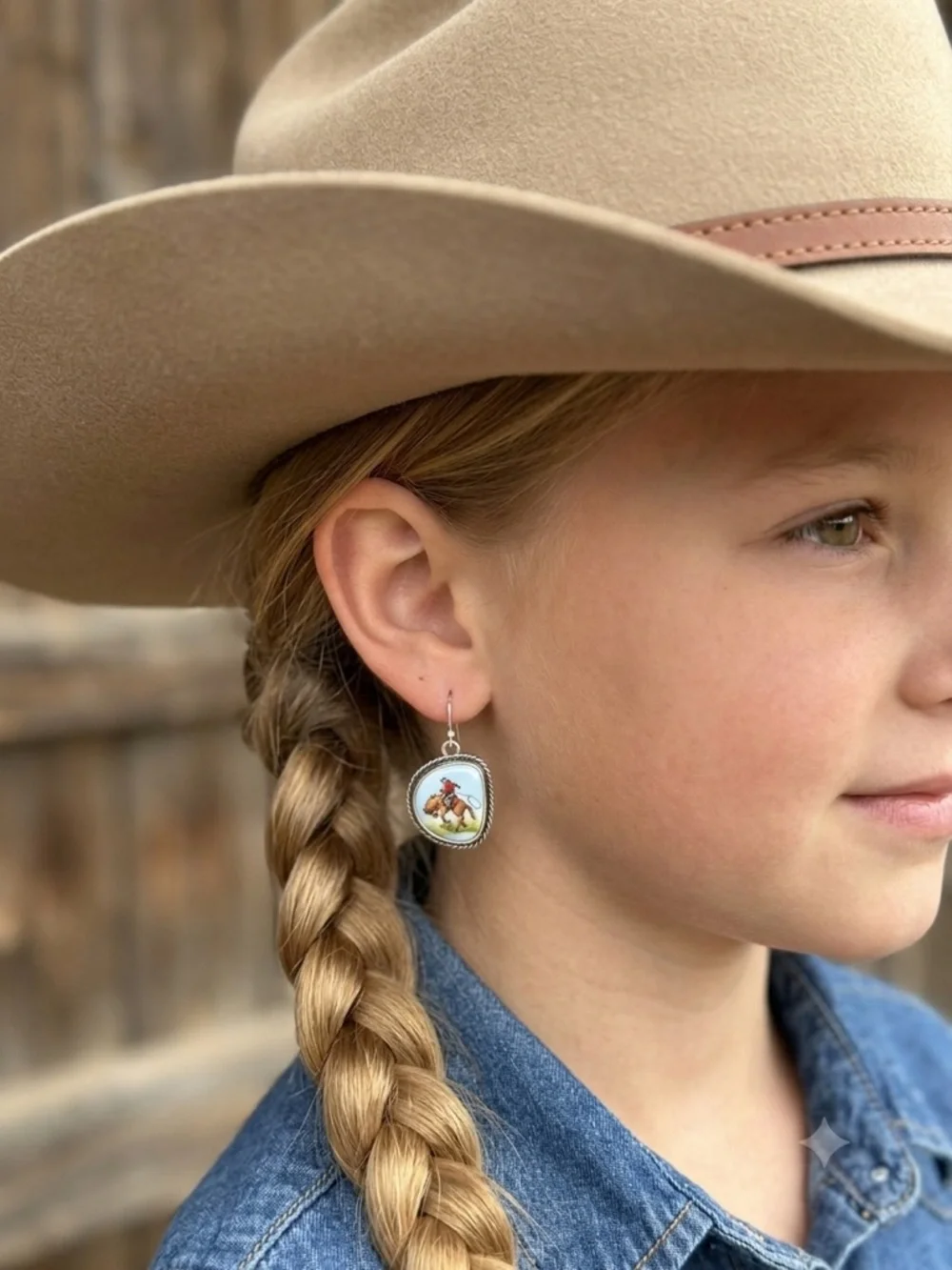 Retro Cowboy horse Cabochon dangle  earrings  western